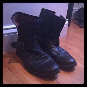 Leather biker boots made in Italy